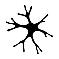 Stylized Microglia or Neuron Silhouette with Multiple Branching Processes on White Background