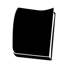Stylized black silhouette of an open book with turning page effect