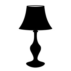Silhouette of an elegant table lamp with lampshade on a white background