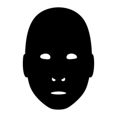 Mysterious dark silhouette of a human face with minimal white features
