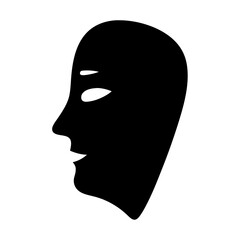 Silhouette of a person's head in profile with simplified facial features