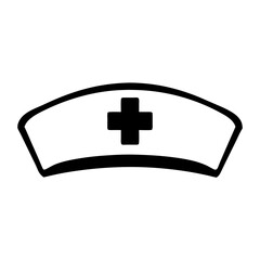 Fototapeta premium Simple Black and White Illustration of a Classic Nurse's Cap with Cross