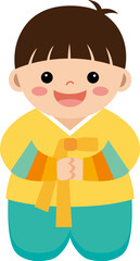 한복을 입은 남자 어린이 일러스트