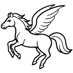 Flying  horse fantasy vector art  illustration