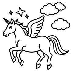 pegasus flying sky vector design