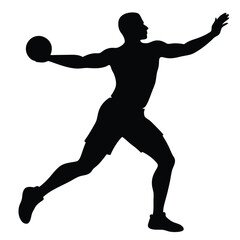 Dodgeball player silhouette vector isolated on white background