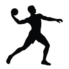 Dodgeball player silhouette vector isolated on white background