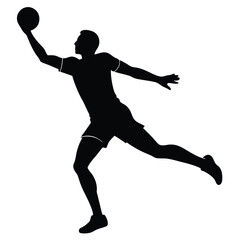 Handball player silhouette isolated on white background 