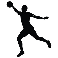 Handball player silhouette isolated on white background 