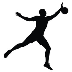 Handball player silhouette isolated on white background 