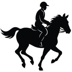 Horseback Riding player silhouette isolated on white background