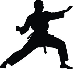 Karate player silhouette isolated on white background