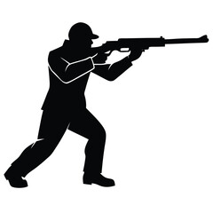 Obraz premium Shooting silhouette vector isolated on white background