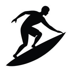 Surfing silhouette vector isolated on white background