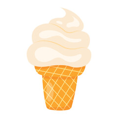 Vanilla ice cream. Vector illustration in flat style