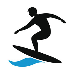 Surfing silhouette vector isolated on white background