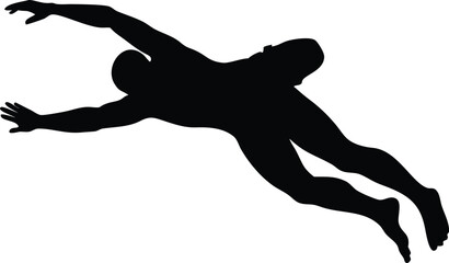 Swimming player silhouette vector isolated on white background 