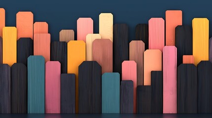 Obraz premium Colorful Wood Cityscape