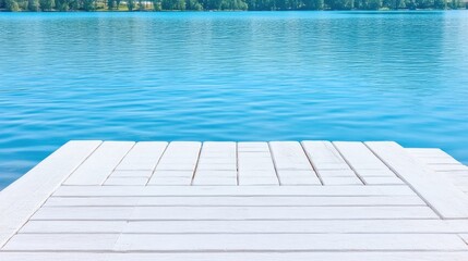 Obraz premium Tranquil Lakeside Wooden Platform