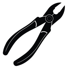 isolated Black vector channel lock pliers WIith White Background