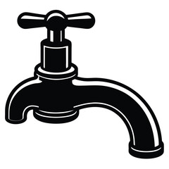 isolated Black vector faucet With White Background