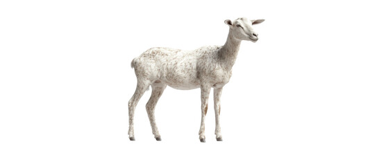 Obraz premium A white goat standing on a plain background.