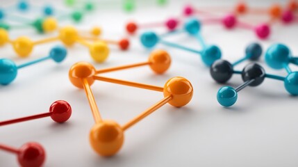 Obraz premium Colorful connected nodes representing teamwork leadership organizational structure Perfect for team building workshops corporate training and HR branding materials