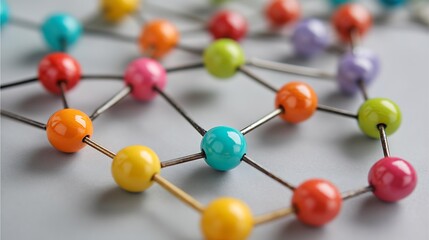 Obraz premium Colorful connected nodes representing teamwork leadership organizational structure Perfect for team building workshops corporate training and HR branding materials
