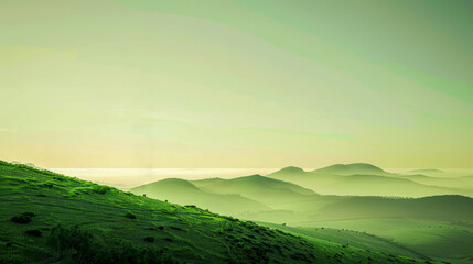 Fototapeta premium Single Wind Turbine on a Green Hill Minimalist Landscape