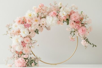 Beautiful Arrangement of Flowers Formed Around a Golden Circle