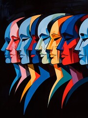 abstract vector background with faces 