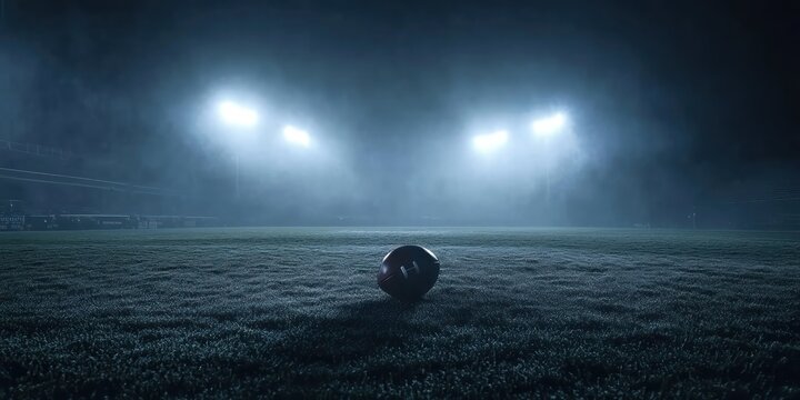 Foggy Night Football Field.