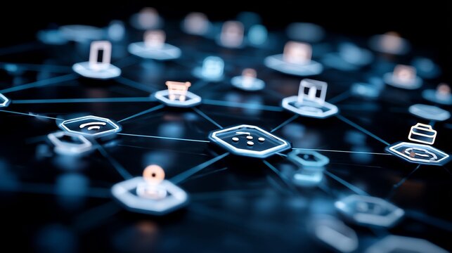 Connected digital grids symbolizing omnichannel retail strategy cross platform integration unified customer experience