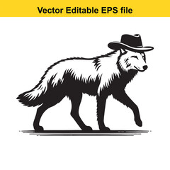 A wolf wearing a Western hat vector
