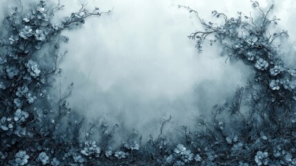 Enchanted Blue Floral Fantasy: A Serene Dreamscape of Mystical Blooms