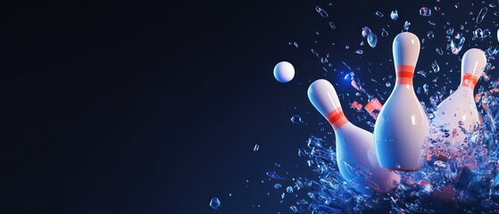 Bowling pins splash action.