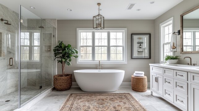 Luxurious Master Bathroom Design: Modern Farmhouse Style