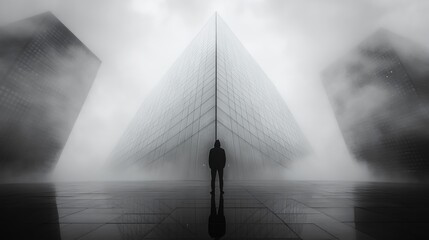 Solitary Figure in a Foggy Metropolis: A Monochromatic Vision