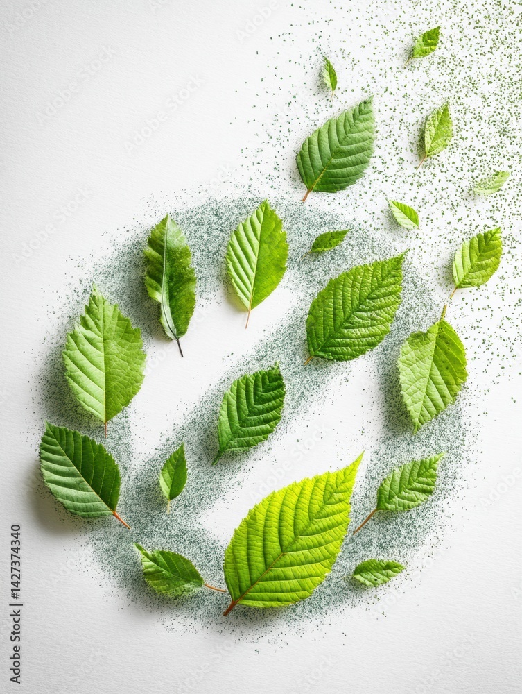 Poster creative no-smoking sign design using leaves and clean air particles emphasizes the importance of en