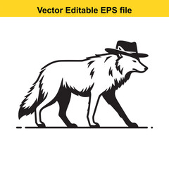 A wolf wearing a Western hat vector