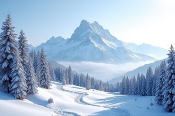 Fototapeta premium Alpine Scenery in Winter Wonderland