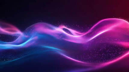 Obraz premium Abstract Purple Blue Digital Wave Background Futuristic Technology Design Modern Particle Flow Elegant Smooth Swirling Neon Glowing Dark Gradient Vibrant Energy Shiny Illustration Artistic Image Style