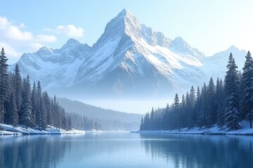 Mountain Snow Coverage Scenery