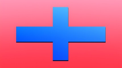 Fototapeta premium A vibrant blue plus sign on a pink gradient background