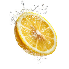 Juicy Lemon Slice Splashing Water Refreshing Citrus Fruit