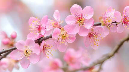 Fototapeta premium Close Up Of Beautiful Pink Cherry Blossoms