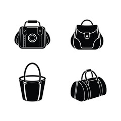 Bag Icon Set – Vector Illustration of Travel, Shopping, School, and Fashion Bags