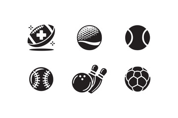 Ball Icon Set – Silhouette Vector Illustration of Sports and Game Balls