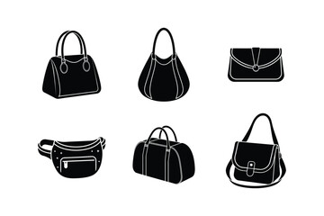 Bag Icon Set – Vector Illustration of Travel, Shopping, School, and Fashion Bags