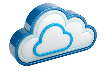3D Render of a Glossy Cloud Icon Blue and transparent , isolated on transparent background - generated by ai